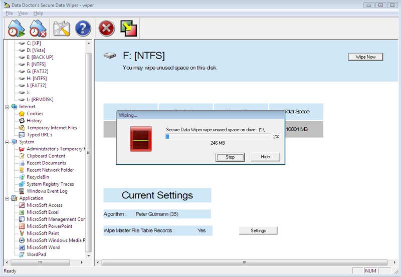 Screenshot vom Programm: Disk Wiper Tool