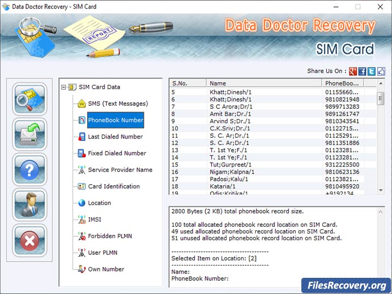 Screenshot vom Programm: USB SIM Card Reader Software