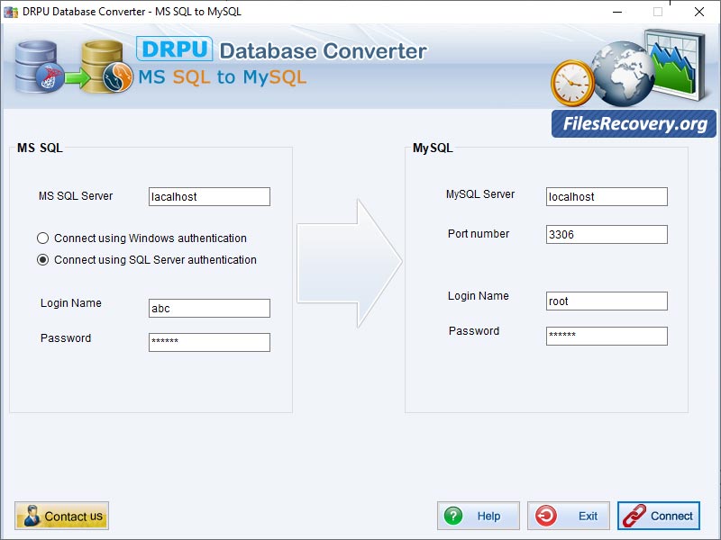MSSQL to MySQL database converter software migrate selected or whole db records