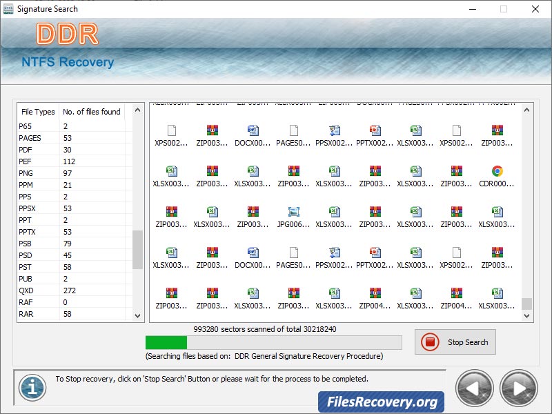 Screenshot of NTFS Recovery