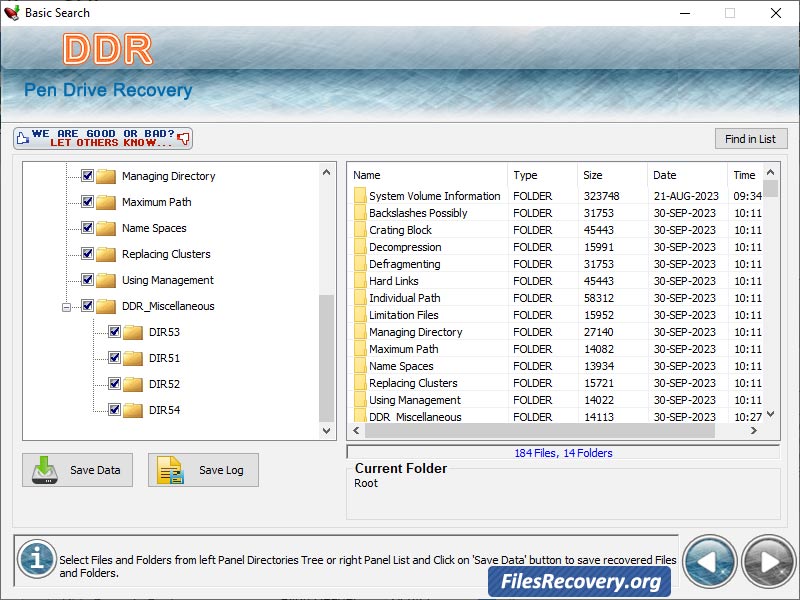 Screenshot of USB Drive Data Rescue Software