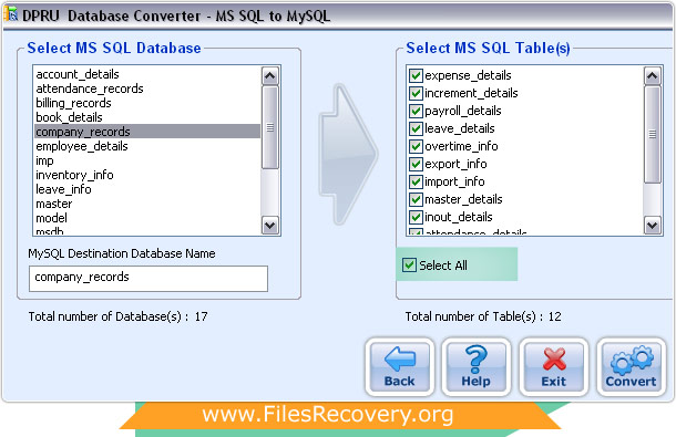 MSSQL to MySQL Database Converter