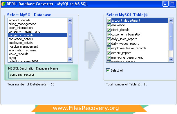 MySQL to MSSQL Database Converter