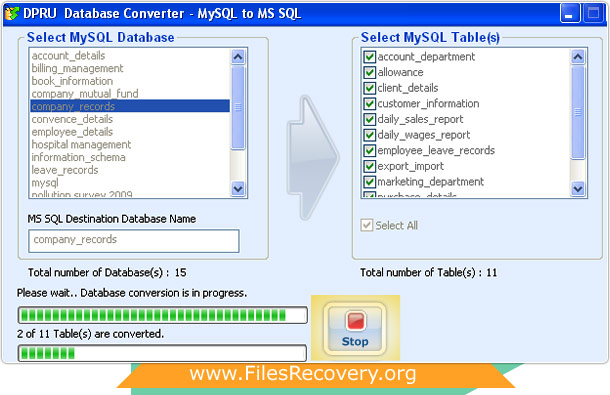 MySQL to MSSQL Database Converter